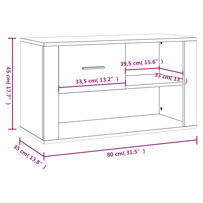 Schoenenkast 80X35X45 Cm Bewerkt Hout Wit