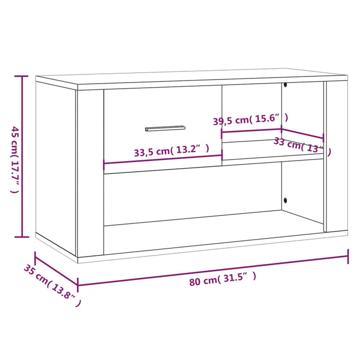 Schoenenkast 80X35X45 Cm Bewerkt Hout Grijs Sonoma