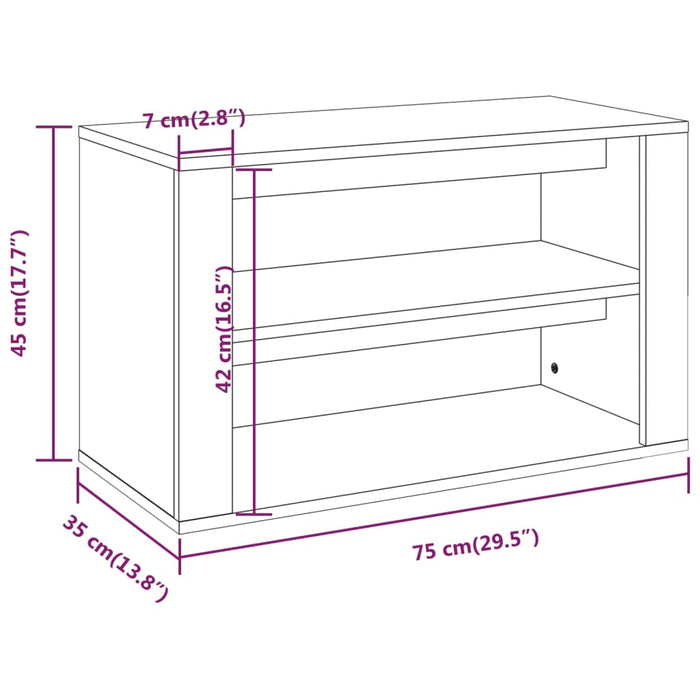 Schoenenkast 75X35X45 Cm Bewerkt Hout Betongrijs