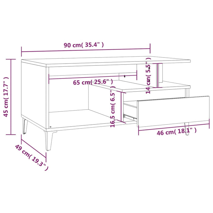 Salontafel 90X49X45 Cm Bewerkt Hout