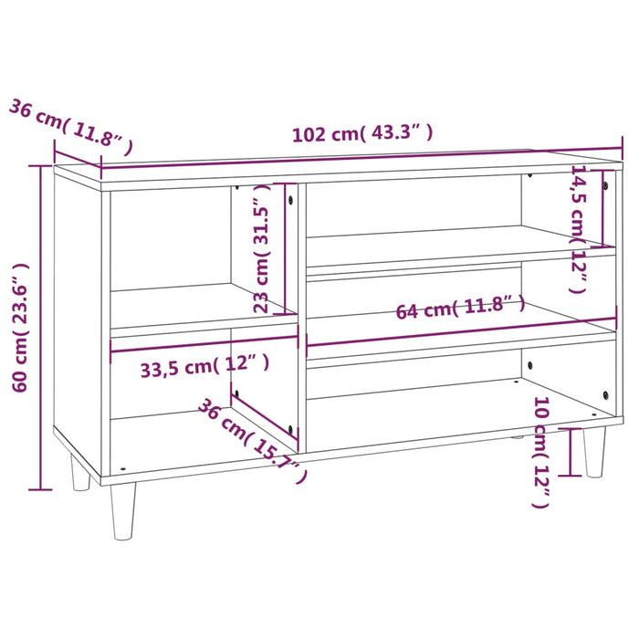 Schoenenkast 02X36X60 Cm Bewerkt Hout Wit