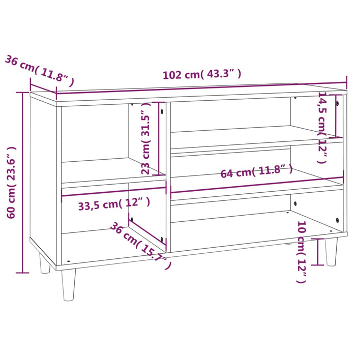 Schoenenkast 02X36X60 Cm Bewerkt Hout Kleurig Sonoma Eiken