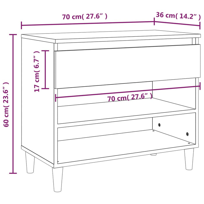 Schoenenkast 70X36X60 Cm Bewerkt Hout Wit