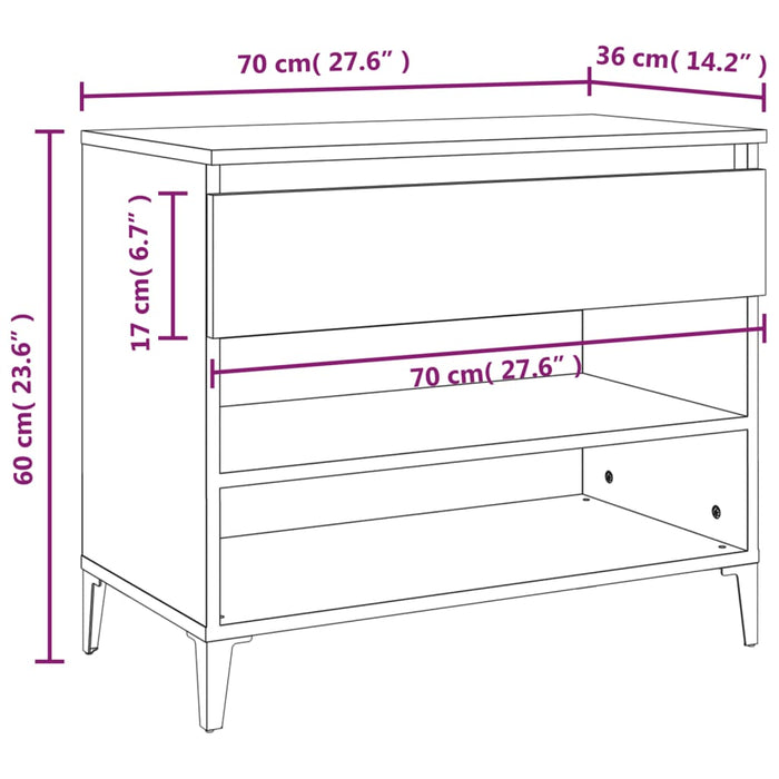 Schoenenkast 70X36X60 Cm Bewerkt Hout Sonoma Grijs Grijs Sonoma