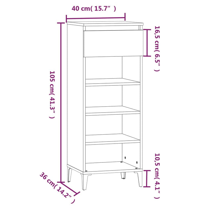 Schoenenkast 40X36X05 Cm Bewerkt Hout