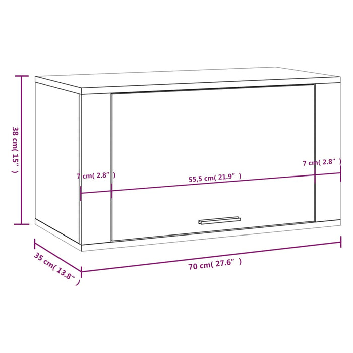 Schoenenkast Wandgemonteerd 70X35X38 Cm Bewerkt Hout Wit Hoogglans Wit