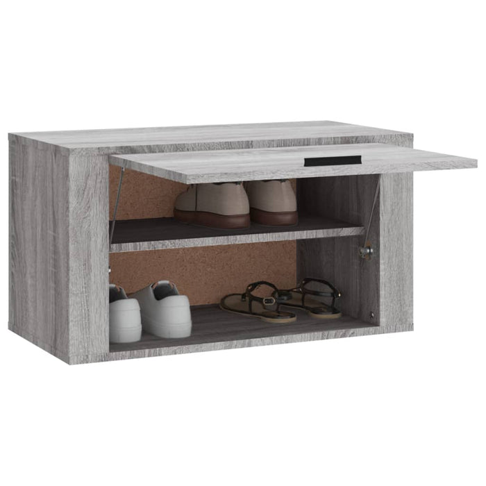 Wandschoenenkast 70X35X38 Cm Massief Grenenhout Sonoma Grijs Grijs Sonoma