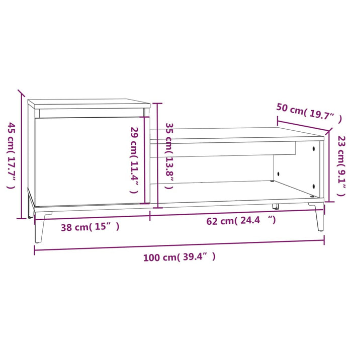 Salontafel 100X50X45 Cm Bewerkt Hout Bruineiken