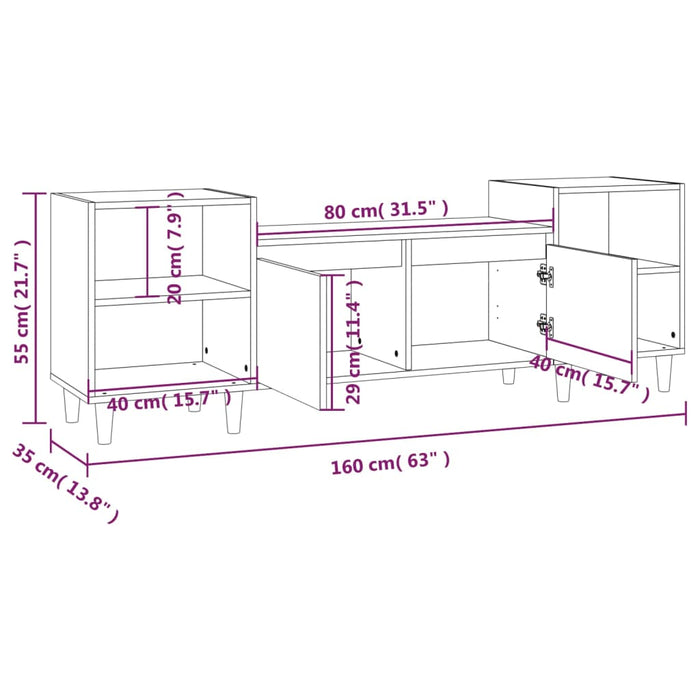 Tv-Meubel 60X35X55 Cm Bewerkt Hout