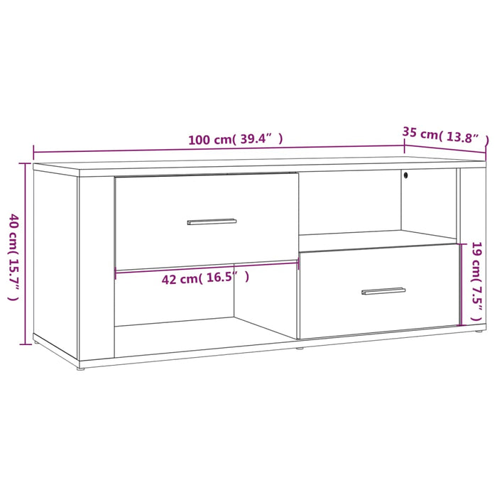 Tv-Meubel 00X35X40 Cm Bewerkt Hout Bruin Eikenkleur