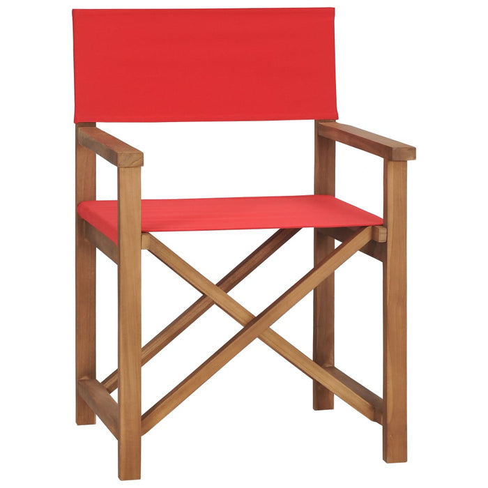 Regisseursstoelen 2 St Massief Teakhout Rood Donkergrijs