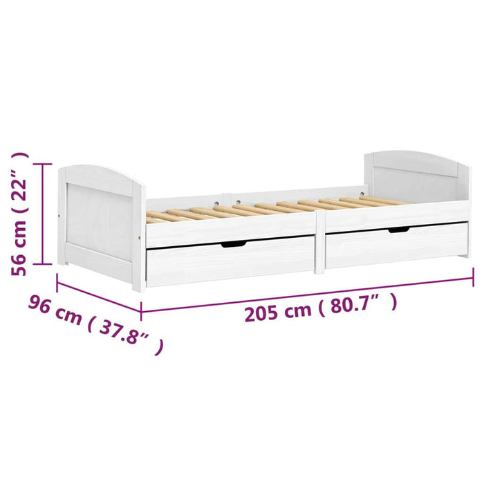 Slaapbank Met 2 Lades Irun 90X200 Cm Massief Grenenhout Wit