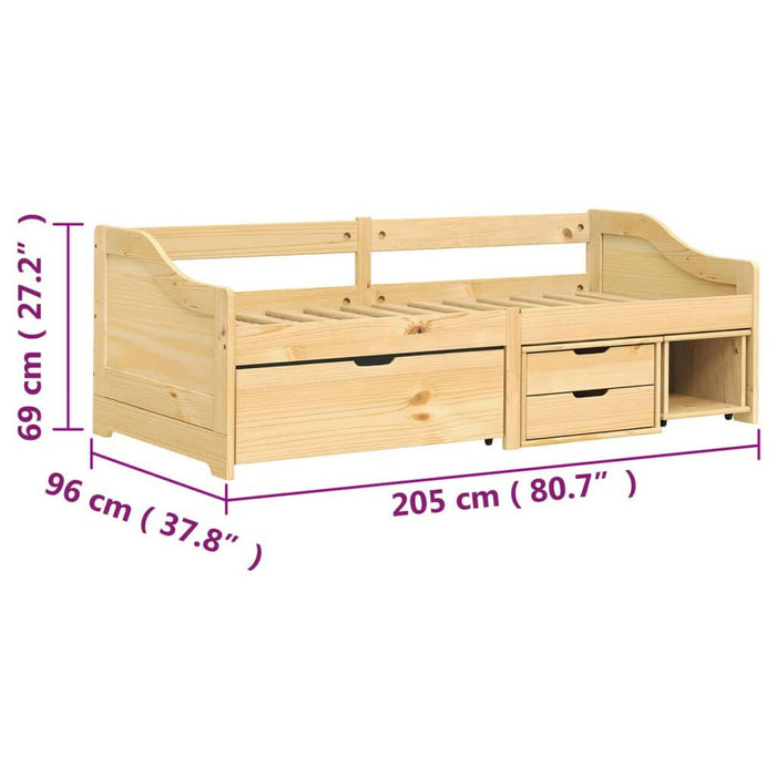 Slaapbank Met 3 Lades Irun 90X200 Cm Massief Grenenhout