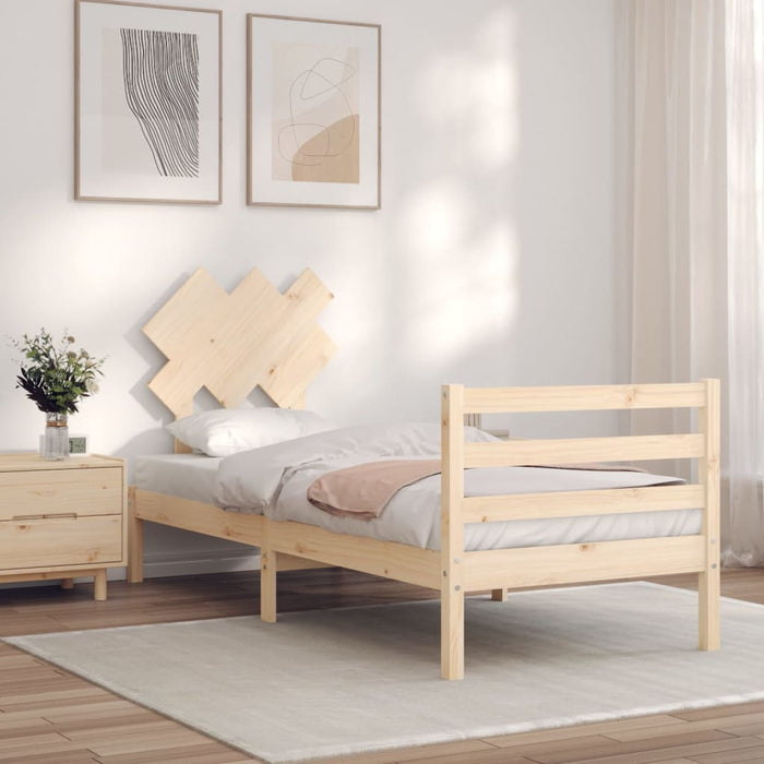 Bedframe Met Hoofdbord Massief Hout