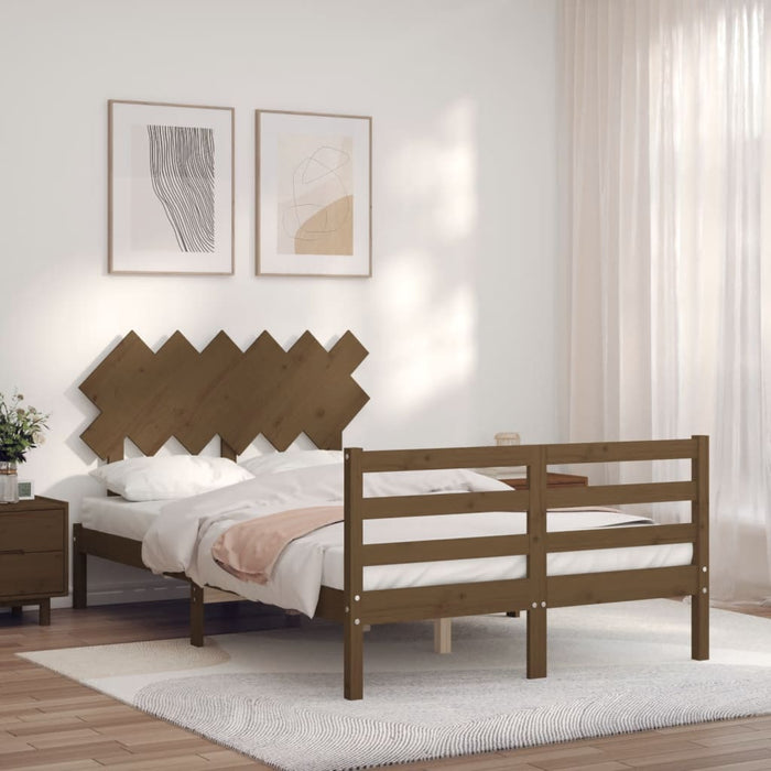 Bedframe Met Hoofdbord Massief Hout