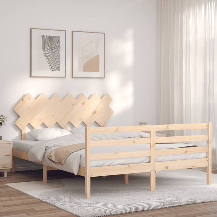 Bedframe Met Hoofdbord Massief Hout