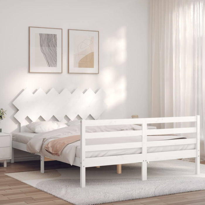 Bedframe Met Hoofdbord Massief Hout