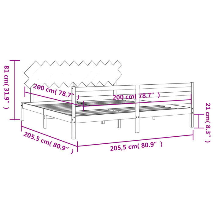 Bedframe Met Hoofdbord Massief Hout