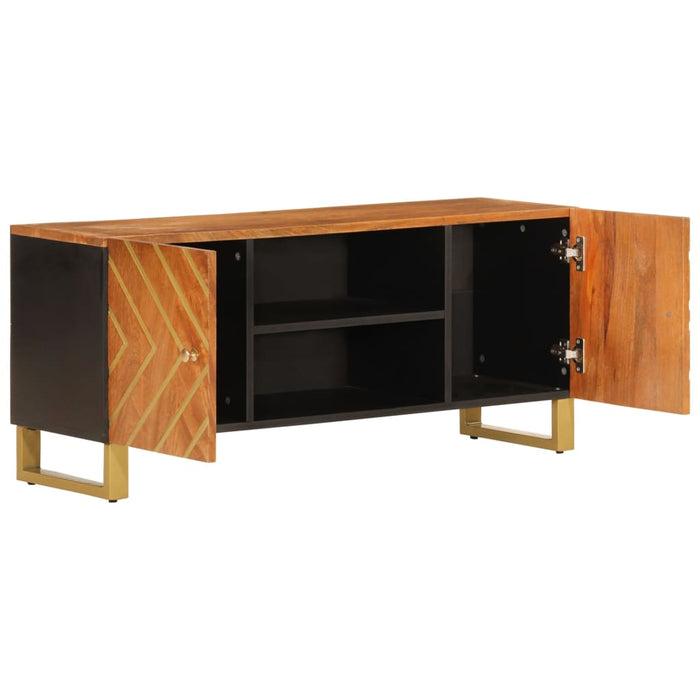 Tv-Meubel 105X33,5X46 Cm Massief Mangohout Bruin En Zwart