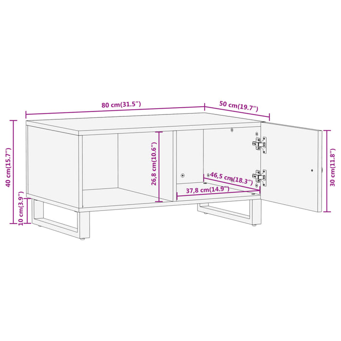 Salontafel 80X50X40 Cm Massief Mangohout Bruin En Zwart