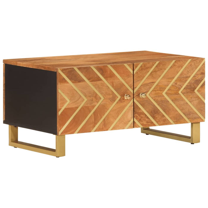 Salontafel 80X50X40 Cm Massief Mangohout Bruin En Zwart