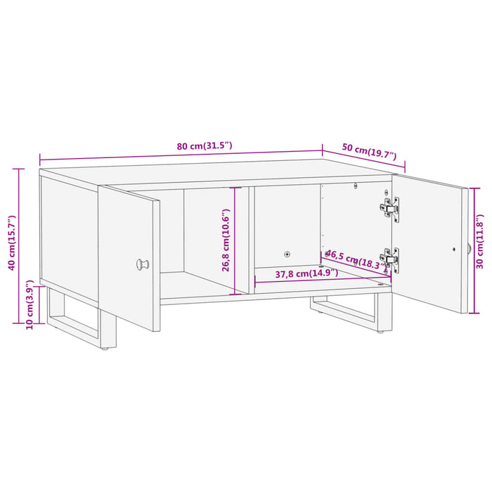 Salontafel 80X50X40 Cm Massief Mangohout Bruin En Zwart