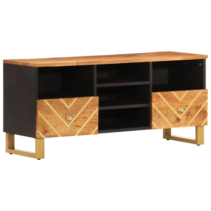 Tv-Meubel 100X33,5X46 Cm Massief Mangohout Bruin En Zwart