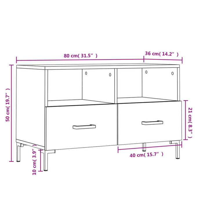 Tv-Meubel 80X36X50 Cm Bewerkt Hout Sonoma Eiken