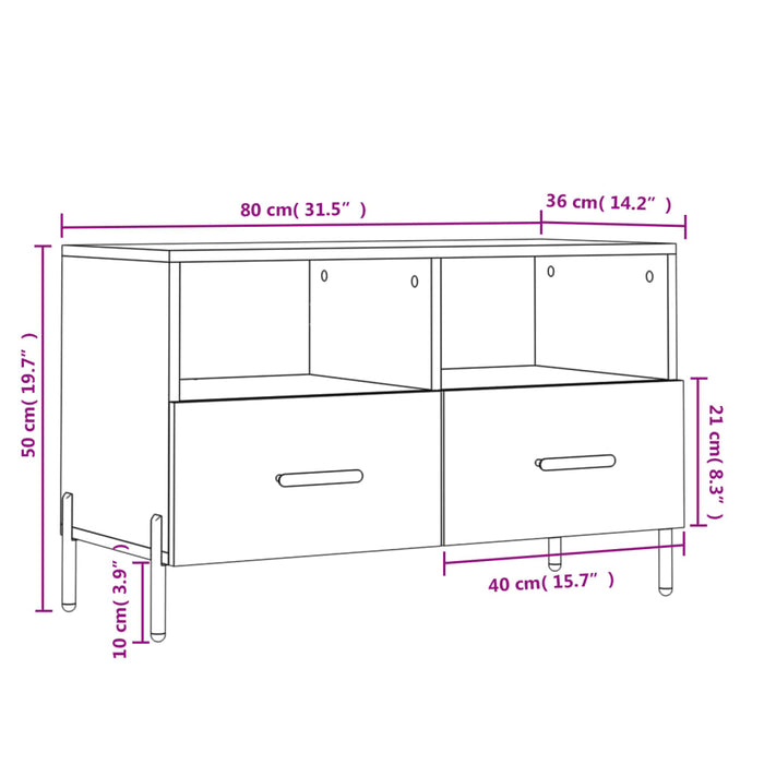 Tv-Meubel 80X36X50 Cm Bewerkt Hout