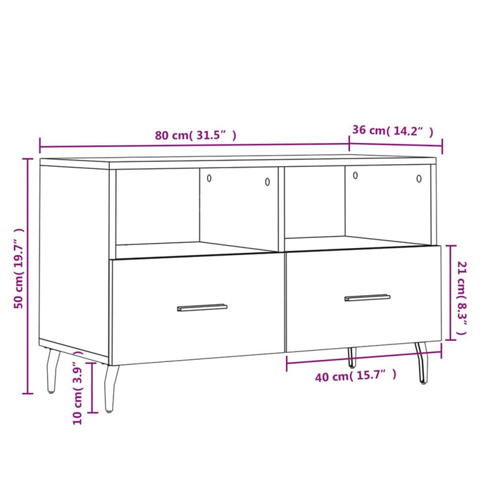 Tv-Meubel 80X36X50 Cm Bewerkt Hout Kleurig