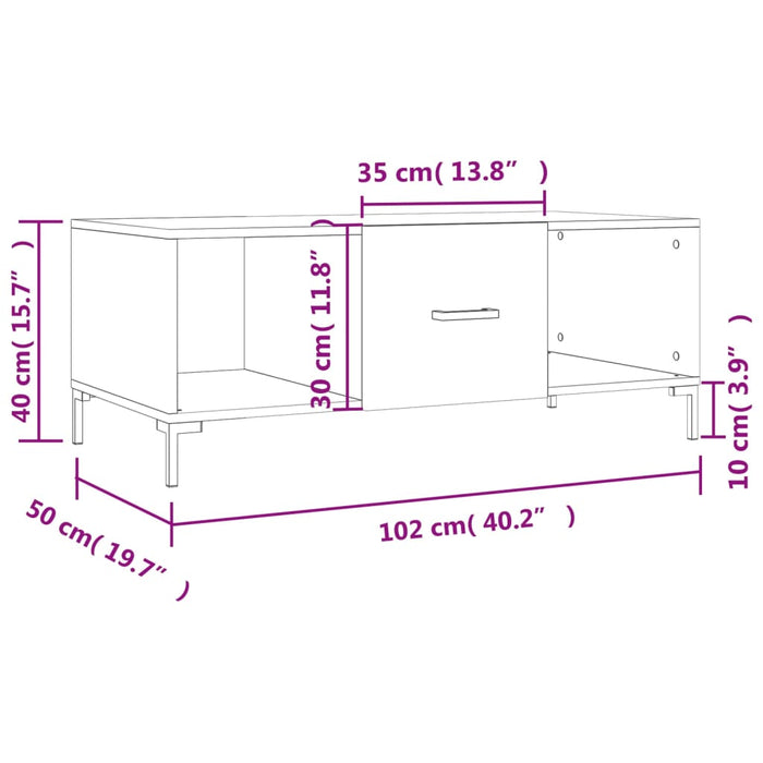 Salontafel 102X50X40 Cm Bewerkt Hout Kleurig