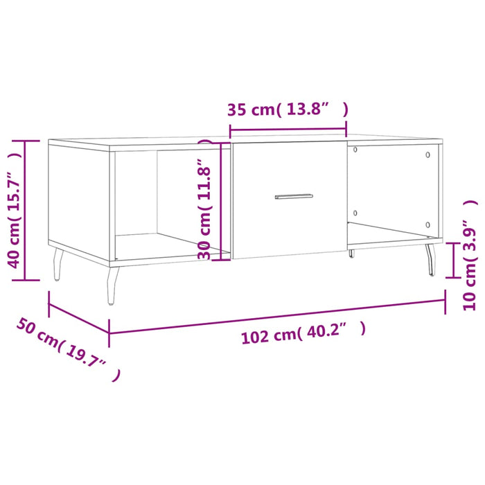 Salontafel 102X50X40 Cm Bewerkt Hout Kleurig