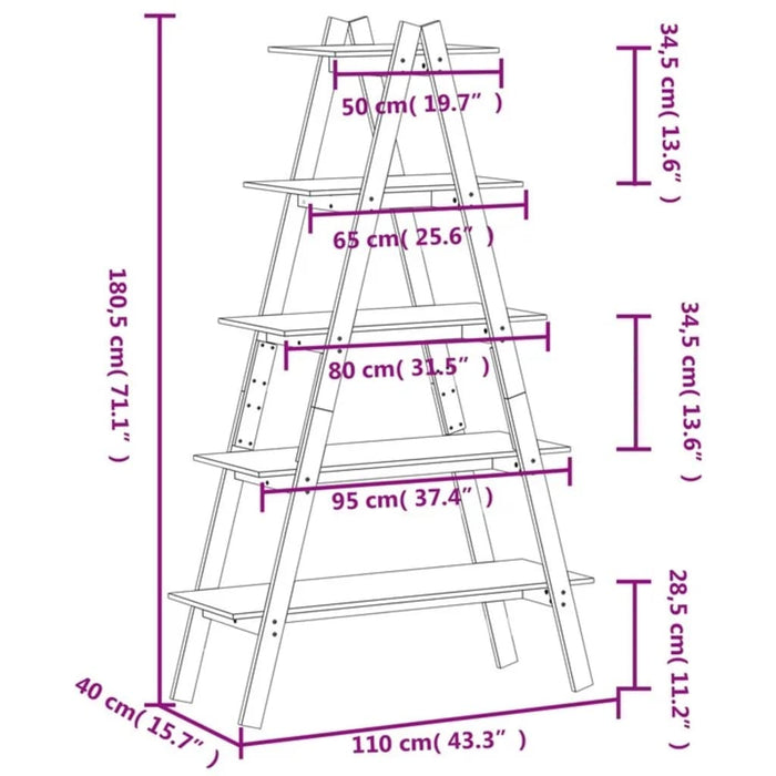 Opbergek 5-Laags A-Vorm 110X40X180,5 Cm Massief Grenenhout