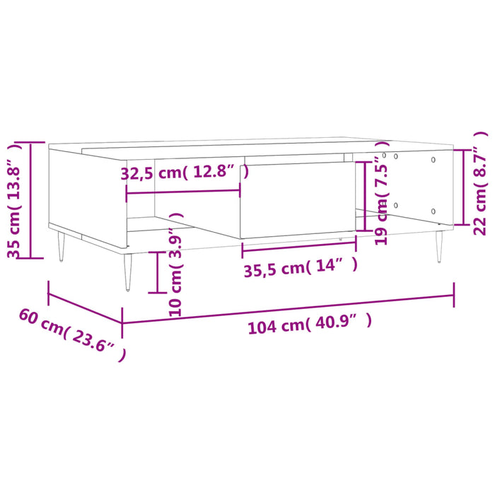 Salontafel 104X60X35 Cm Bewerkt Hout