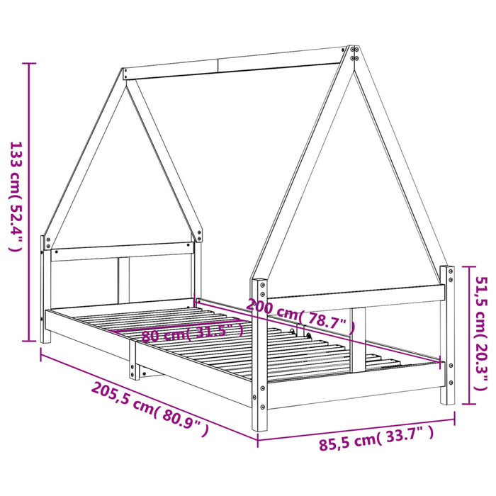 Kinderbedframe Massief Grenenhout