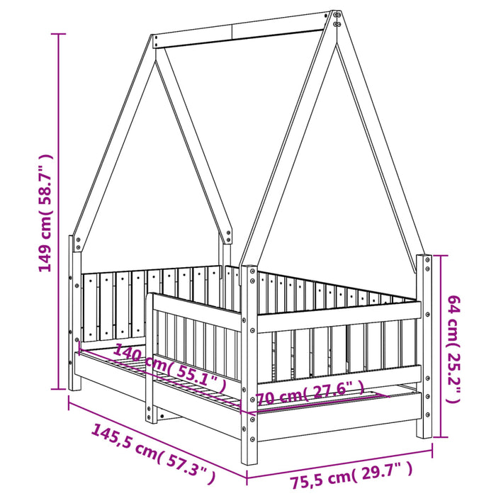 Kinderbedframe Massief Grenenhout