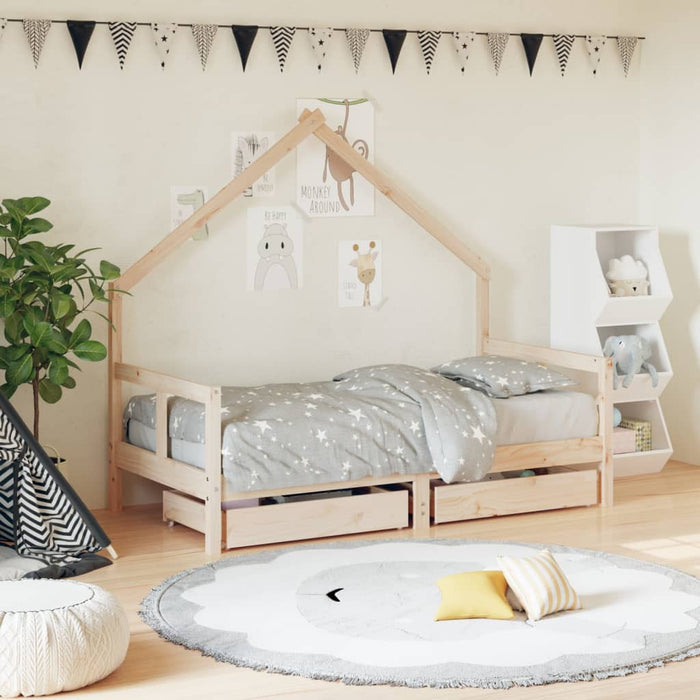 Kinderbedframe Met Lades Massief Grenenhout