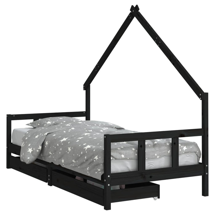 Kinderbedframe Met Lades Massief Grenenhout