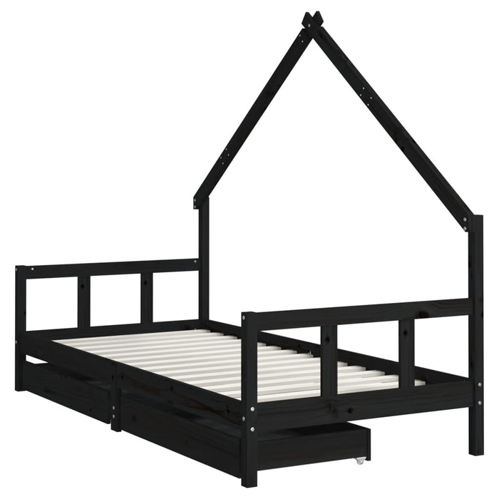 Kinderbedframe Met Lades Massief Grenenhout