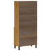 Hoge Kast Met Glazen Deuren Flam 80X40X180 Cm Grenenhout Donkerbruin