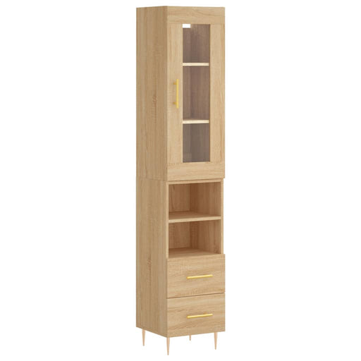 Hoge Kast 34,5X34X180 Cm Bewerkt Hout Kleurig