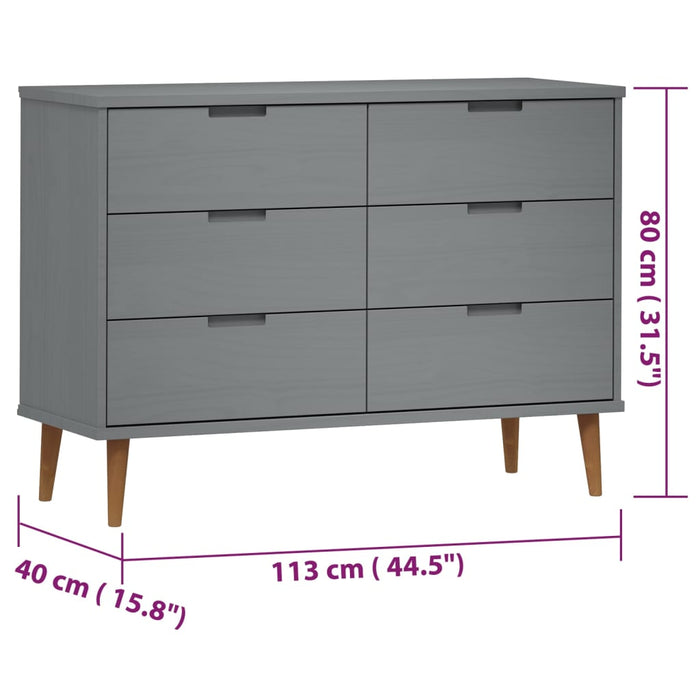 Ladekast Molde 113X40X80 Cm Massief Grenenhout