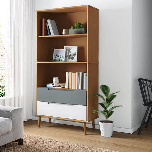 Boekenkast Molde 85X35X170,5 Cm Massief Grenenhout