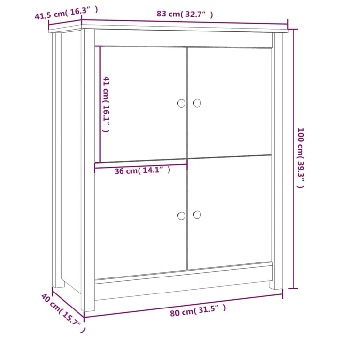 Dressoir 83X41,5X100 Cm Massief Grenenhout