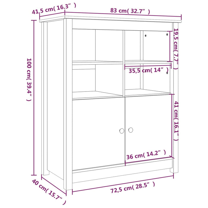 Dressoir 83X41,5X100 Cm Massief Grenenhout