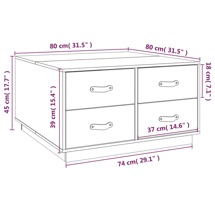 Salontafel 80X80X45 Cm Massief Grenenhout