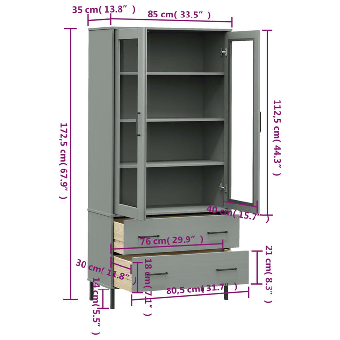 Boekenkast Met Metalen Poten Oslo 85X35X172,5 Cm Hout