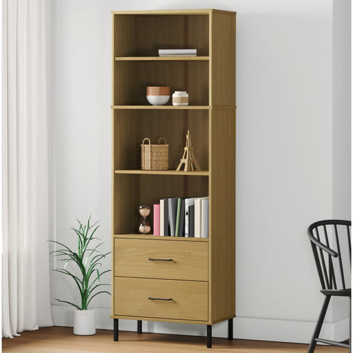 Boekenkast Met 2 Lades Oslo 60X35X180 Cm Massief Hout