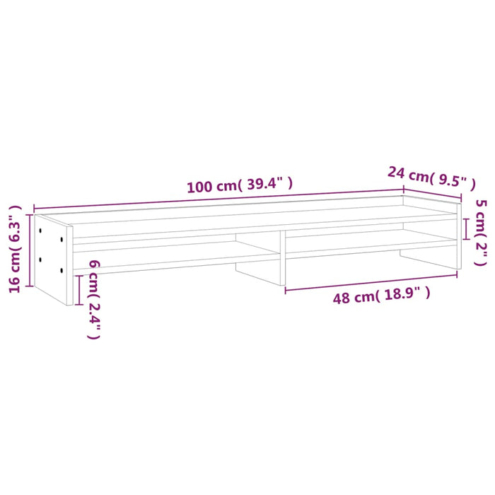 Monitorstandaard 100X24X16 Cm Massief Grenenhout