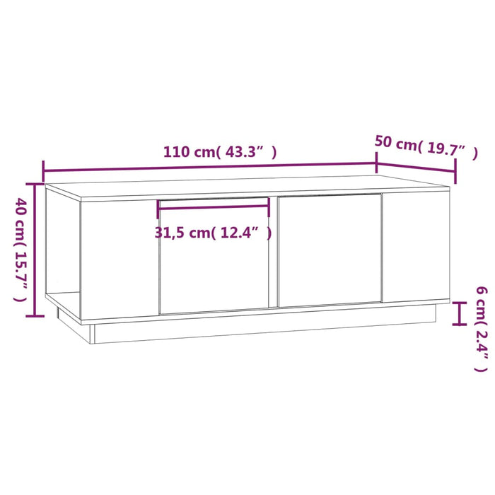 Salontafel 110X50X40 Cm Massief Grenenhout